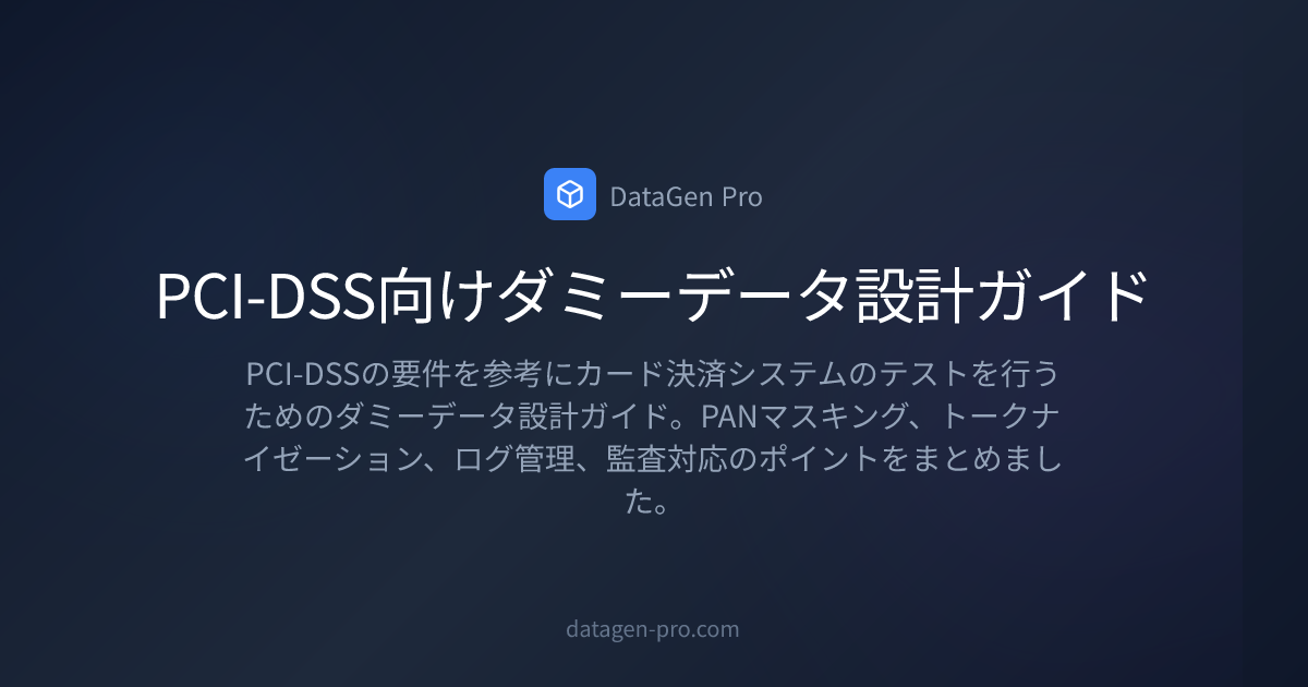 PCI-DSS向けダミーデータ設計ガイド | DataGen Pro
